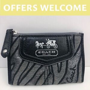 Coach Madison Lurex Zebra Print Coin Purse